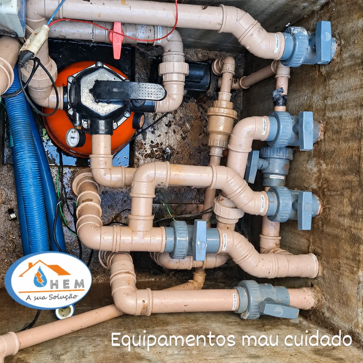 Sistema hidráulico de piscina — HEM Manutenções