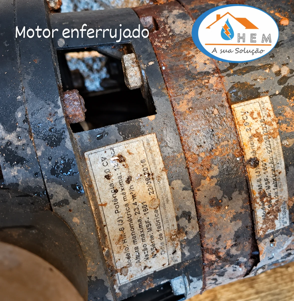 Motor com sinais de corrosão — HEM Manutenções