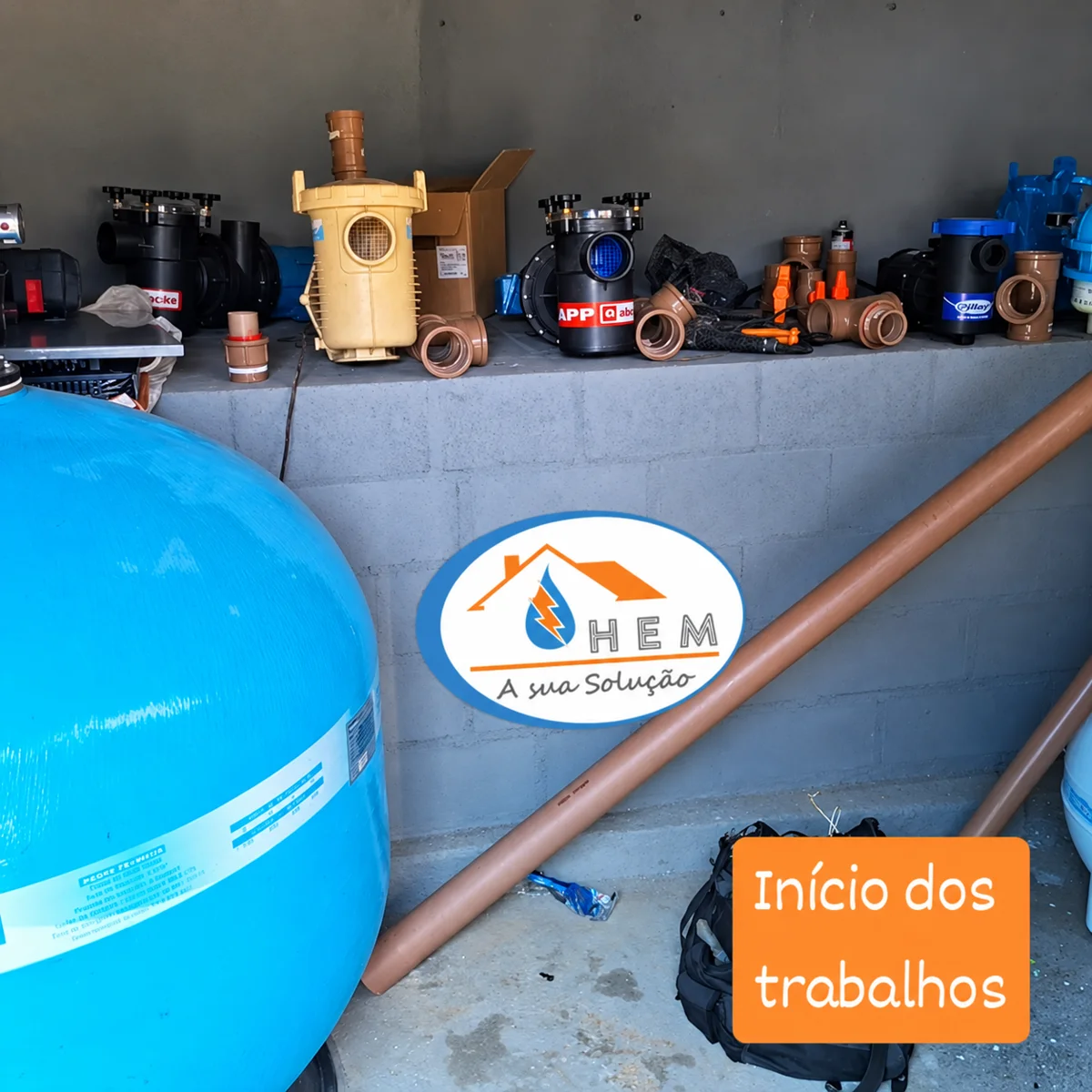 Equipamentos no início da instalação — HEM Manutenções